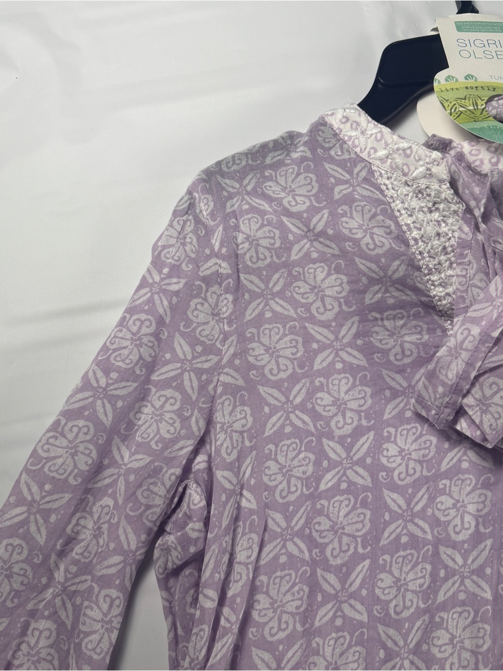 NWT Sigrid Olsen Women XL Tunic Blouse Matching Scarf Set Purple Floral - Picture 8 of 14